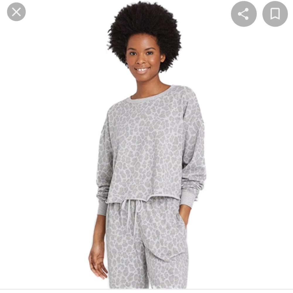 Grey cheetah print sweat set